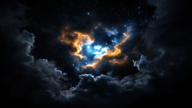 A heart shaped cloud in the sky with stars photo