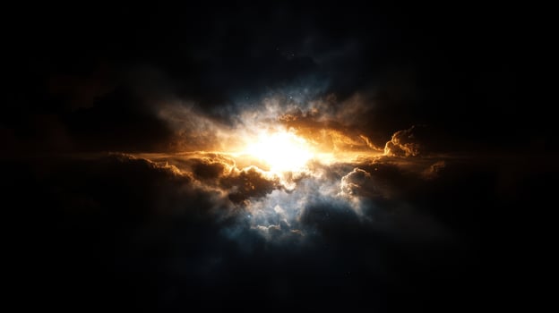 A bright light shining through the clouds photo