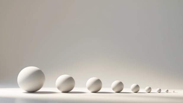 Abstract Spheres in a Row with Bright Light and Soft Background photo