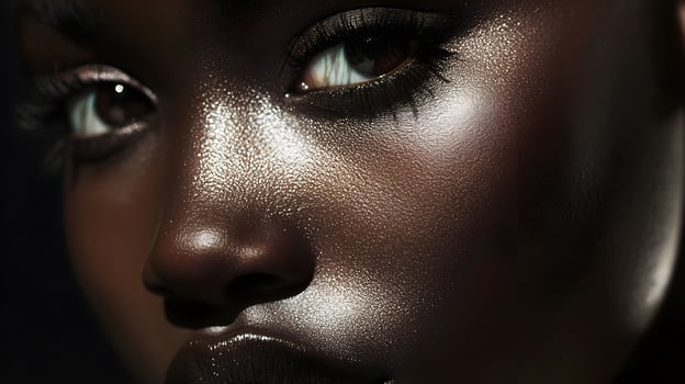 A close up of a beautiful black woman with dark skin photo