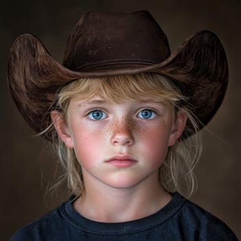 Portrait of a young girl wearing a cowboy hat photo