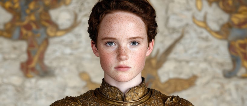Young woman in medieval armor, portrait photo