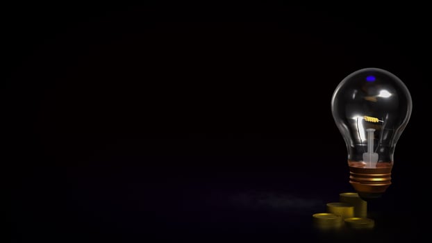 The Light Bulb and coins for Business concept 3d Rendering. photo