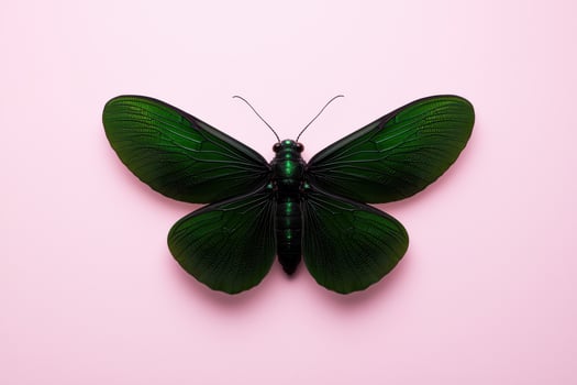 Green butterfly on pink background photo