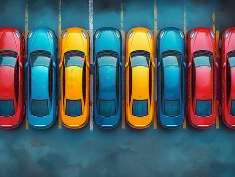 Striking Pattern of Parked Cars photo