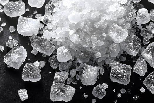 Crystalline Texture of Rock Salt on Black Surface - Perfect for Culinary and Chemistry Themes photo