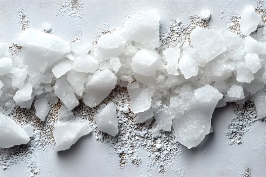 Close-Up of Coarse Sea Salt Crystals on White Surface for Culinary and Spa Uses photo