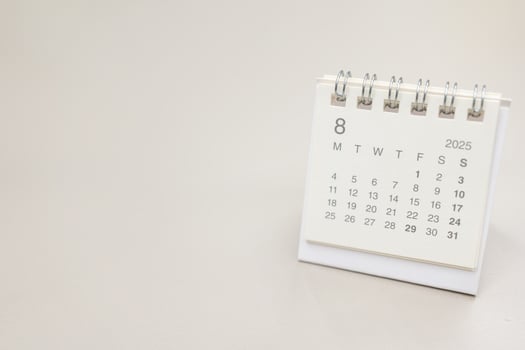 Simple desk calendar for 2025 AUGUST background. Calendar concept with copy space. 2025 AUG calendar. minimal calendar AUG. photo