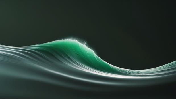 A green wave is shown on a black background photo
