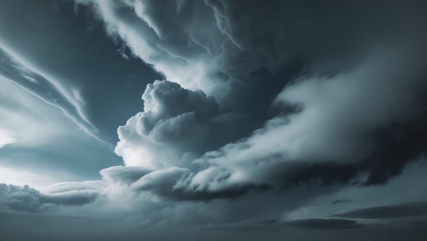Dramatic Dark Clouds Moving Across Stormy Sky - Copy Space Right. photo