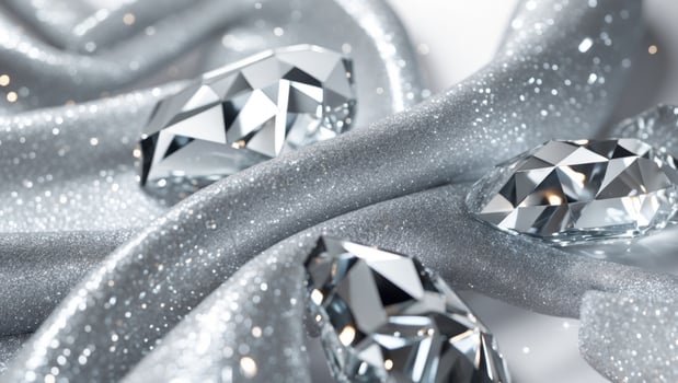 Sparkling Silver Glitter Texture with Faceted Crystal Highlights photo