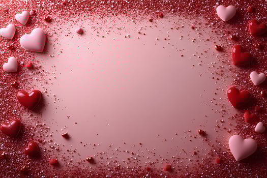 Romantic Valentine's Day Glitter Heart Background for Card Design photo