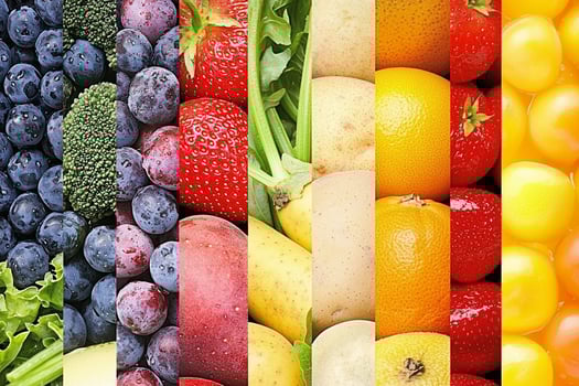A collage of different fruits and vegetables photo