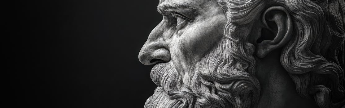 Sculpture of a philosopher captured in detailed profile view photo