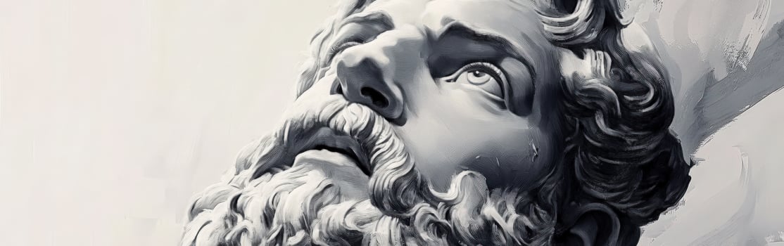 Classical figure with expressive face and detailed beard photo