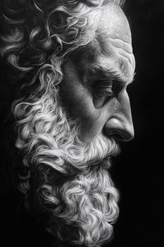 Detailed black and white portrait of an elderly man with a beard photo