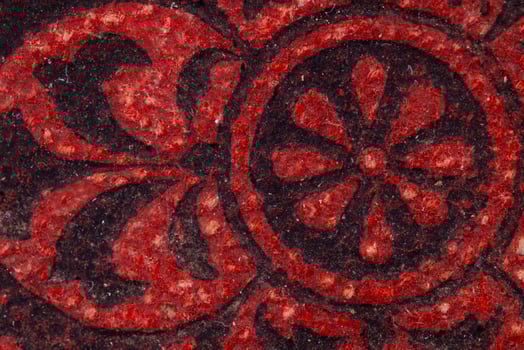 Close up of antique book cover with floral motif photo