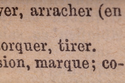 Macro shot of antique book text photo