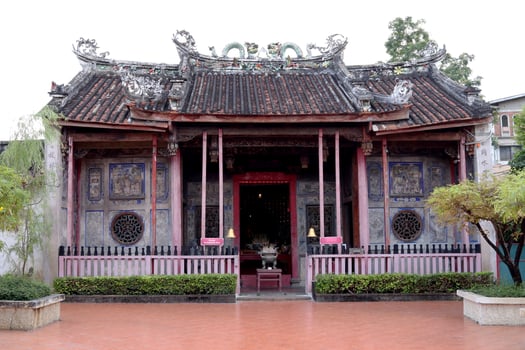 Ancient shrine chinese style beside Chao phraya river in Bangkok in Thailand. photo
