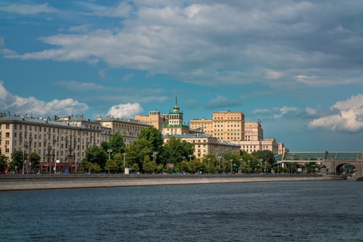 Moscow Frunzenskaya embankment, an old buildings of Soviet architecture photo