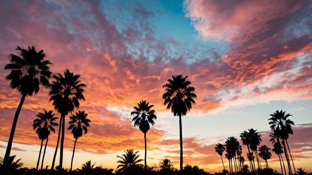 Looking through the palm trees, you can see the beautiful night sky. photo