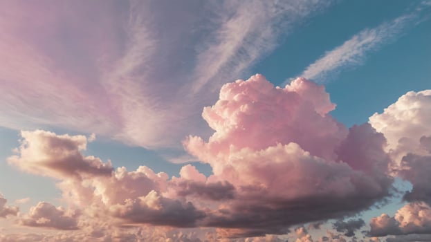 The sky is filled with pinkish white clouds. photo
