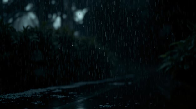 Rainy night with a dark background and raindrops photo