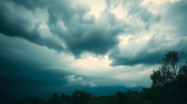 Storm clouds over the forest and trees photo