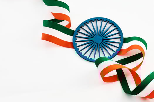 Indian Tricolor Ribbon and Ashoka Chakra photo