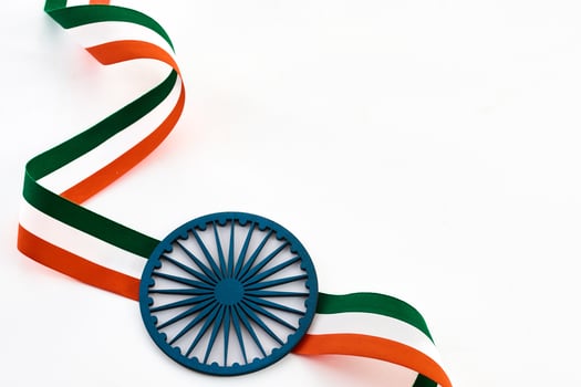 Indian Republic and Independence Day Symbol. Indian Flag Ribbon photo