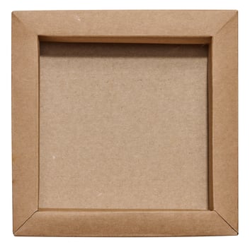 Empty brown square cardboard box on isolated background, top view photo