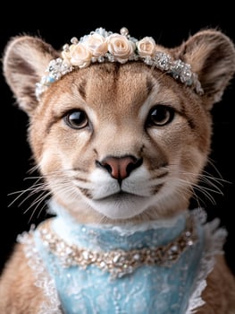 Adorable cougar cub dressed in a princess costume photo