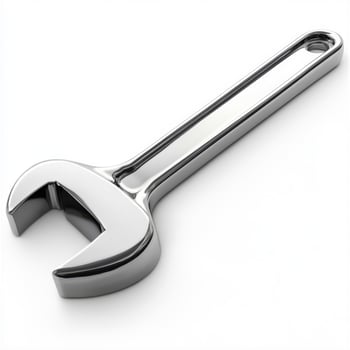 Shiny adjustable wrench resting on a plain surface showcasing its sleek design and functionality for various tasks photo