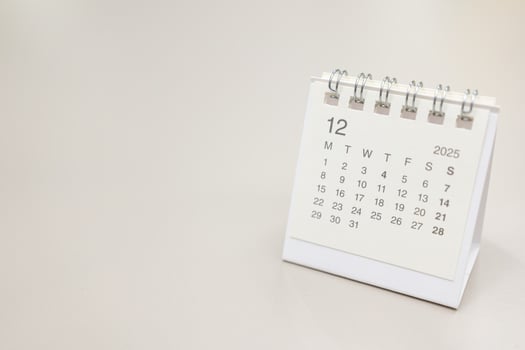Simple desk calendar for 2025 DECEMBER background. Calendar concept with copy space. 2025 DEC calendar. monthly calendar. photo