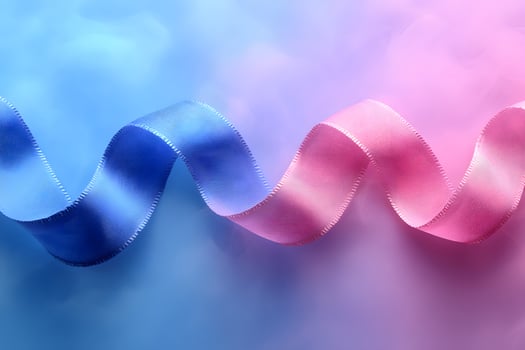 Elegant Pink and Blue Satin Ribbon on Pastel Background for Artistic Displays and Design photo