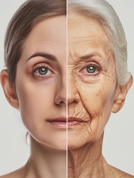 Beautiful Woman with Radiant Skin Showcasing Anti-Aging Skincare Routine photo
