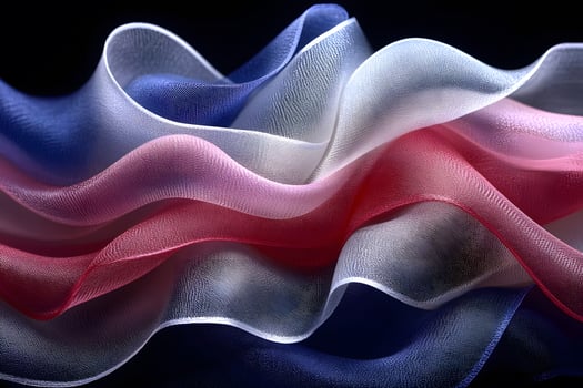 Flowing Red, White, and Blue Fabric Wave Art for Patriotic Design and Decoration photo