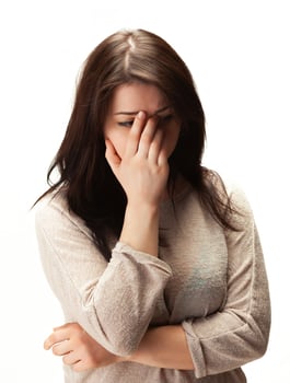 Sad and thoughtful young woman photo