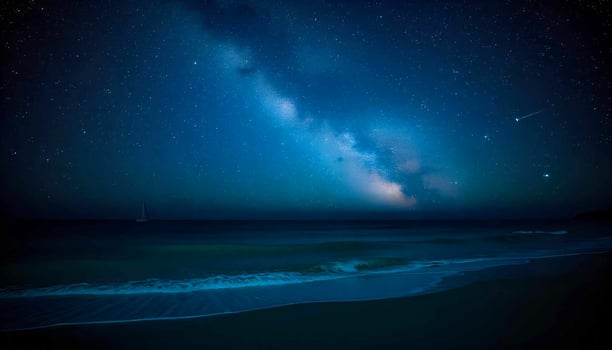 the milky way over the ocean at night photo