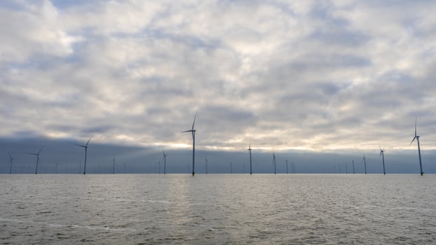 Windmill park in the IJselmeer, Friesland, The Netherlands.. photo