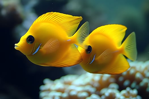 Vibrant Yellow Tropical Fish in Coral Reef Ecosystem - Nature and Marine Life Photography photo