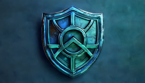 A shield with a blue background photo