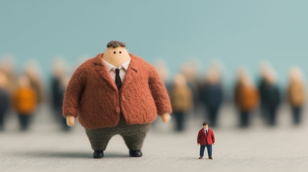 Contrast of Large and Small Figurines in Crowd, Exploring Size Differences and Social Dynamics photo