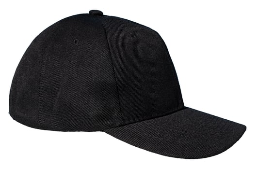 profile view of Blank black baseball cap isolated on white background. Template Mock up photo