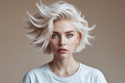 Portrait of Woman with Platinum Blonde Short Hair photo
