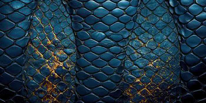 A close up of a blue snake skin photo