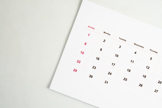 calendar sheet on table isolated photo