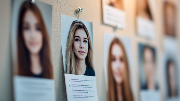 Focused Headshot on Resume-Pinned Wall for HR Talent Selection photo