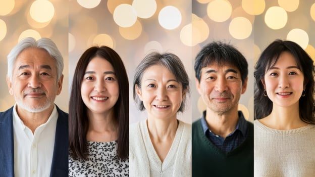 Cheerful Asian Family Portrait at photo