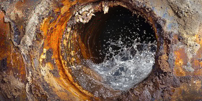 A close up of a pipe with water coming out of it photo